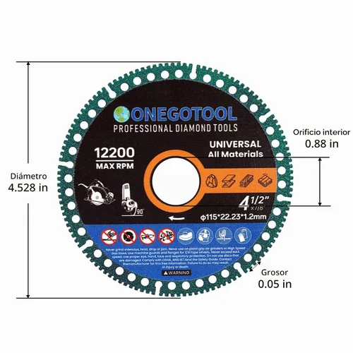 Vista 7 de Discos de corte indestructibles de 4-1/2 pulgadas para amoladora angular, ruedas de corte de 7/8" de diamante, herramienta de corte de metal, barra