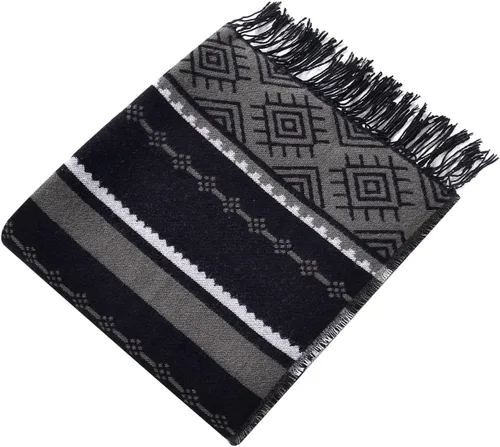 Vista 4 de Chal para mujer, poncho con borlas, cárdigan con frente abierto, chal para otoño e invierno