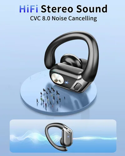 Vista 6 de Auriculares inalámbricos, Bluetooth 5.4 2026 deportivos, auriculares Bluetooth con micrófono ENC con cancelación de ruido, auriculares inalámbricos