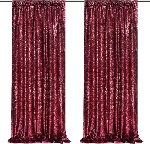 Vista 18 de 2 cortinas de 2 x 8 pies de lentejuelas con brillantina para marco de fotografía, para fiestas o fondos de fotografía
