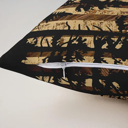 Vista 6 de Funda de almohada de piel de vaca, con bandera estadounidense, ciervos, cuernos de caza, para decoración del hogar, sala de estar, funda de cojín