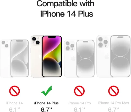 Vista 2 de JETech - Funda para iPhone 14 Plus de 17 cm, cubierta a prueba de golpes que no se pone amarilla, parte trasera transparente antiarañazos (negro)
