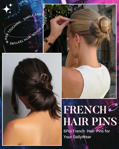 Vista 4 de AWAYTR 6 horquillas de pelo francés, tenedor en forma de U para mujeres Ámbar