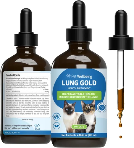 Vista 10 de Pet Wellbeing Oro pulmonar para gatos – Apoyo inmunológico pulmonar, salud respiratoria inferior, vías respiratorias abiertas, respiración normal