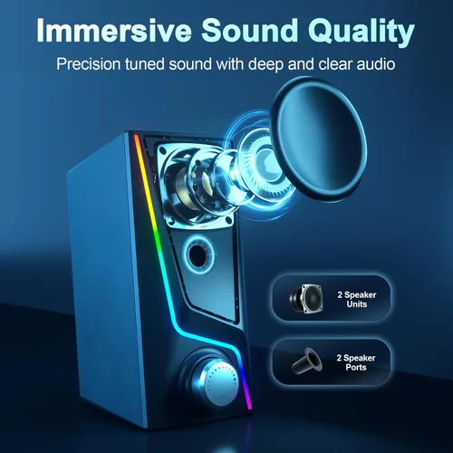 Vista 9 de Nylavee Altavoces de computadora con subwoofer, altavoces de PC 2.1 Negro