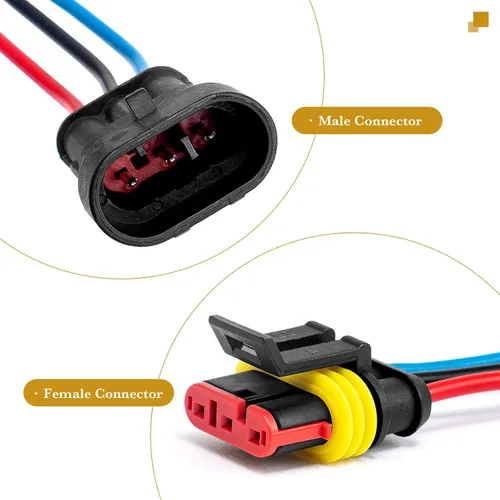 Vista 3 de Conector Impermeable de Enchufe de 3 Pines 16AWG, Conectores de Cables Eléctricos Automotrices Macho y Hembra Arnés Adecuados para Automóvil
