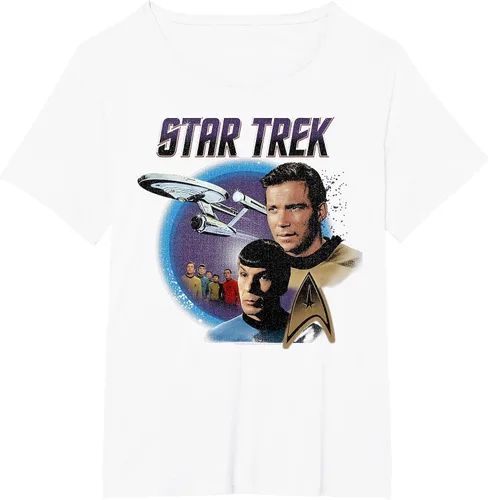 Vista 29 de Star Trek Original Series Vintage Enterprise T-Shirt Baby Blue