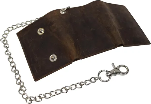 Vista 6 de Billetera de cuero vintage con bloqueo RFID para hombre, con cierre a presión