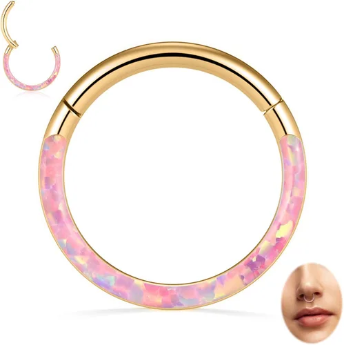 Vista 18 de Opal Septum Jewelry Surgical Steel Septum Ring Daith Rook Tragus Earring