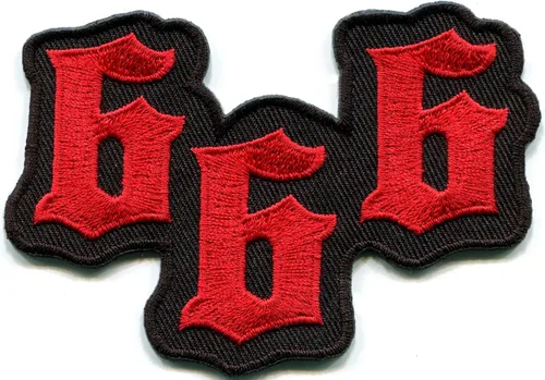 Vista 3 de Lote de 2 cabezas de cabra baphomet satánicas + 666 parches bordados de marca de la bestia para planchar