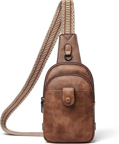 Vista 8 de Rotora Bolso bandolera pequeño para mujer, bolso cruzado para mujer, a la moda, riñonera cruzada en el pecho para hombres