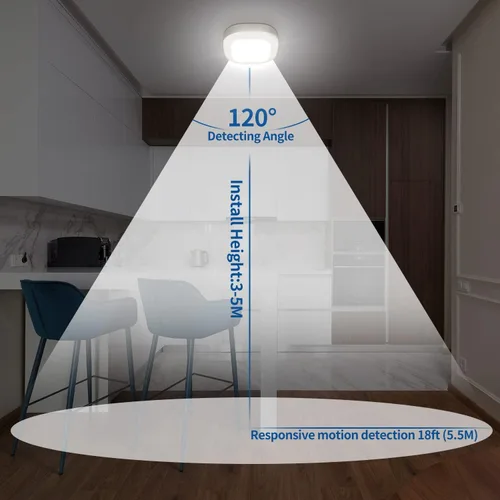 Vista 5 de WhitePoplar Luz de armario, luz de techo LED con sensor de movimiento a batería, 300LM para interiores, inalámbrica, para pasillo, garaje, escalera