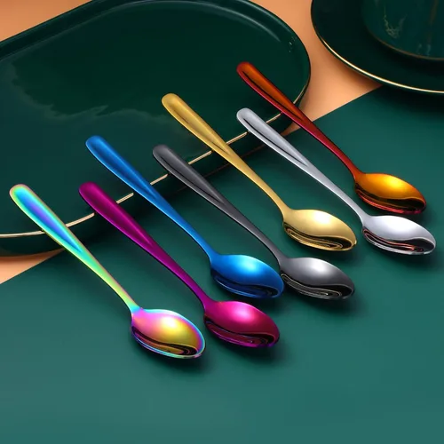 Vista 9 de 8 Pieces Dessert Spoons Teaspoons Small Coffee Spoons Espresso Spoons, 5.5 Inch (black)
