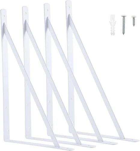 Vista 13 de HOME MASTER HARDWARE Soportes de estante de 10 x 8 pulgadas, soporte de ángulo de pared triangular de 90 grados en L para estantes flotantes, Negro