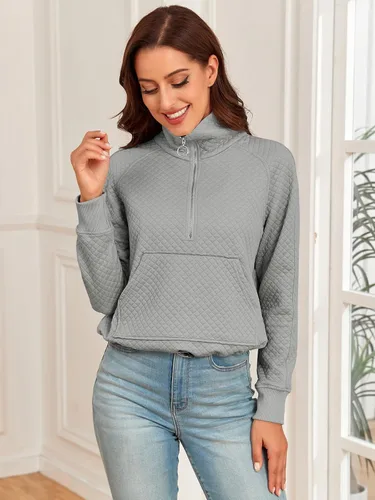 Vista 3 de SENFURE Sudaderas con capucha para mujer, manga larga, cuello alto, camisetas atléticas
