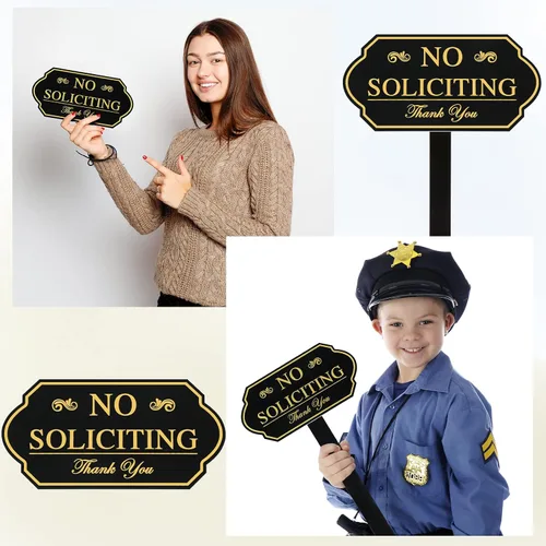 Vista 5 de Amyhill Letrero de No Soliciting con estaca para patio, 7 x 3.5 pulgadas, diseño de conducción privada de No Trespassing, resistente a