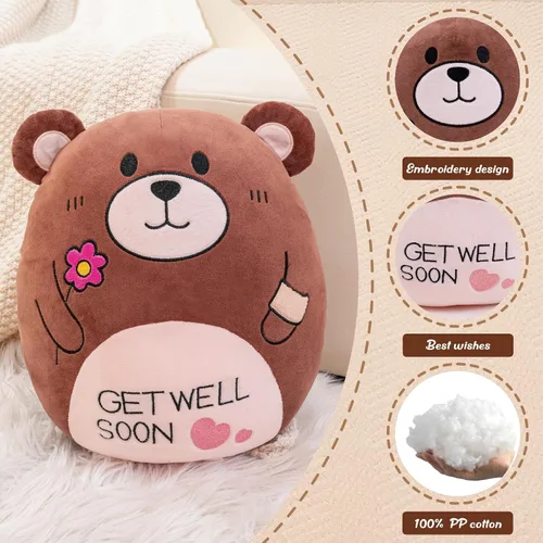 Vista 3 de Almohada de peluche de 14.5 pulgadas, con diseño de oso de peluche suave, regalo para niños, niñas y niños después de la cirugía