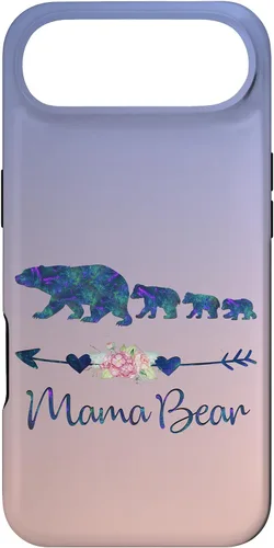 Vista 27 de Teal Blue Purple Floral Mama Bear Three Cubs Blue Pink Case for iPhone 17