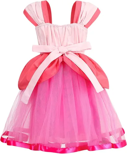 Vista 2 de Eledobby Princess Pink Costume Dress for Girls Halloween Cosplay Outfits Birthday Party Fancy Toddler Dress Up
