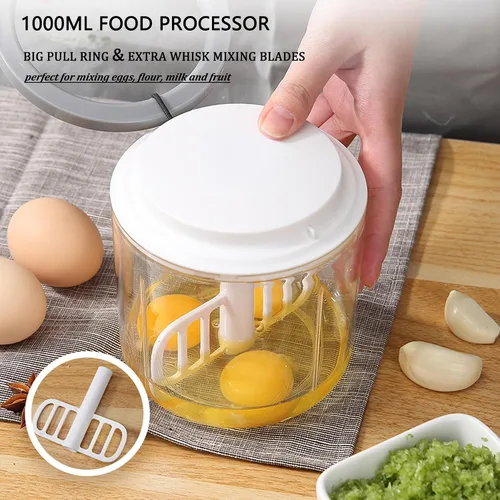 Vista 6 de Procesador manual de alimentos, picador de verduras, picador de cebolla de 33.8 fl oz, picador de ajo, picador de ajo, batidora y licuadora