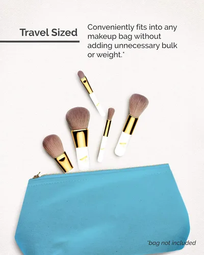 Vista 4 de Veil Cosmetics Pro On The Go - Juego de brochas de maquillaje de 5 piezas 1 cepillo corrector, 1 brocha de base, 1 cepillo de labios, 1 cepillo