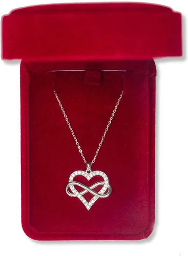 Vista 7 de Sash & Soph Collar de corazón infinito para mujer, collar de corazón de plata de ley 925 para novia, colgante de corazón de amor en cadena de 18
