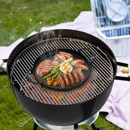 Vista 7 de onlyfire Plancha de hierro fundido con asas para el sistema Weber Gourmet