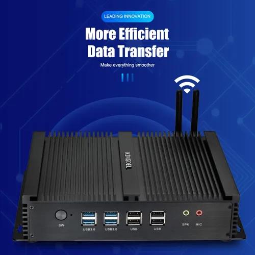 Vista 3 de KINGDEL Mini PC sin ventilador, CPU i5, 4GB RAM 128GB SSD, HD Graphics 4400, 6xCOM RS232, 4xUSB 3.0, 2xNIC, 2xHD Puertos de computadora de escritorio