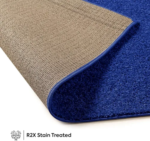 Vista 7 de Ambiant Alfombras de color sólido aptas para mascotas, color azul neón, hexagonal de 2 pies, para interiores, resistentes a las manchas, perfectas