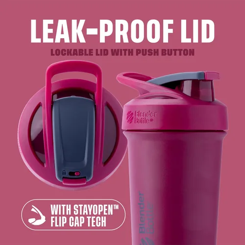 Vista 2 de BlenderBottle Sport Sleek - Botella agitadora de acero inoxidable, 25 onzas, frambuesa