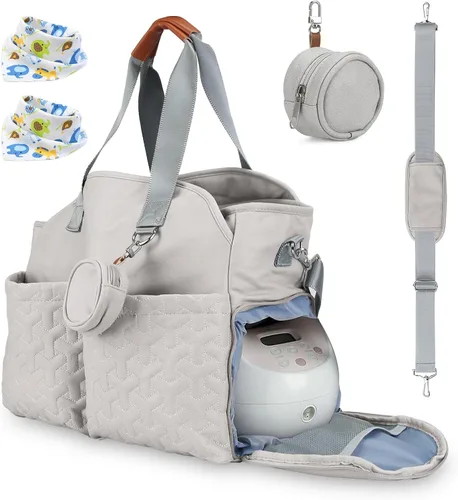 Vista 10 de TeqHome Bolsa de extractor de leche con correa de hombro desmontable que se adapta a la mayoría de extractores de leche como Medela, Spectra S1, S2