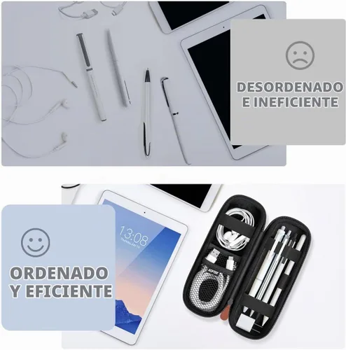 Vista 6 de AGPTEK Soporte para Apple Pencil, bolsa de transporte de cuero duro de PU delgada for Apple Pen Accessories, MP3 Players, USB Cable, Earphone