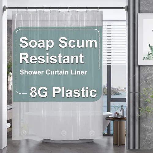 Vista 59 de AmazerBath Cortina de ducha larga de 36 x 84 pulgadas, cortina de ducha transparente de PEVA grueso resistente, cortina estrecha con 2 piedras