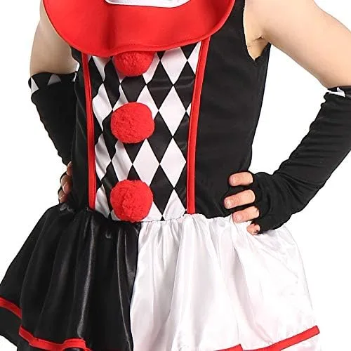 Vista 5 de EraSpooky Disfraz de payaso asesino para niñas, disfraz de Halloween para niños