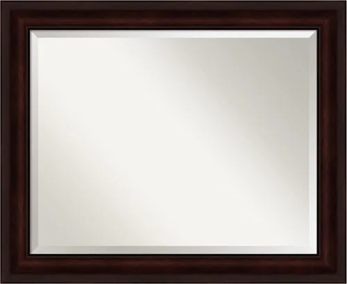 Vista 104 de Amanti Art Espejo de baño marrón para sobre lavabo, espejo rectangular de 24x20 Caleb Brown para tocador, marco rústico pequeño de estilo campestre