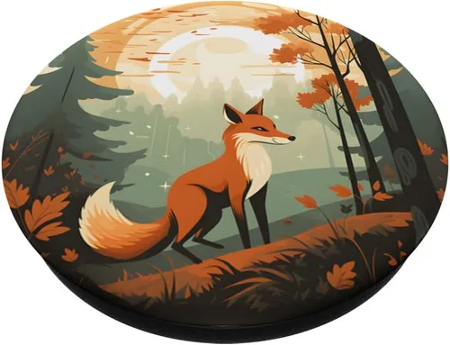 Vista 2 de PopGrip intercambiable retro de zorro en un bosque de otoño