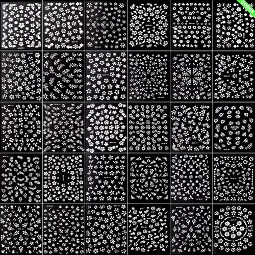 Vista 2 de Calcomanías de arte de uñas de flores, calcomanías autoadhesivas 3D blancas con diamantes de imitación para uñas, decoraciones, puntas de manicura