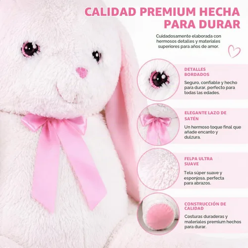 Vista 4 de Lujoso conejo gigante de peluche que mide sobre los 5 ft de alto y 7 ft parado con sus orejas extendidas