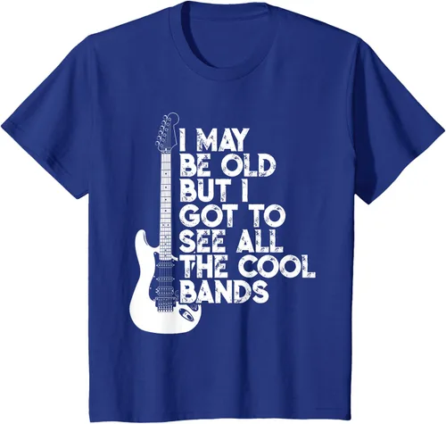Vista 36 de Camiseta con texto en inglés "I May Be Old But I Got to See All The Cool Bands" Negro