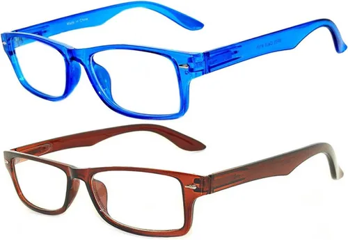 Vista 14 de OWL Gafas de lente transparentes con marco rectangular estrecho estilo retro de moda 1 azul