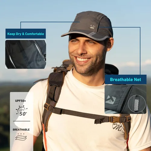 Vista 3 de Gorra de béisbol de malla de secado rápido XL XXL de gran tamaño para hombres gorras de pesca plegables para correr