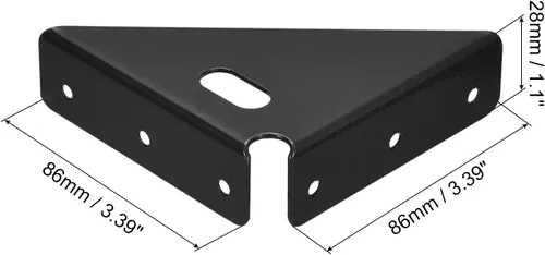 Vista 2 de uxcell 4 soportes de esquina angulares de 3.386 in x 3.386 in, soportes de acero laminado en frío con tornillos para borde de cama de escritorio