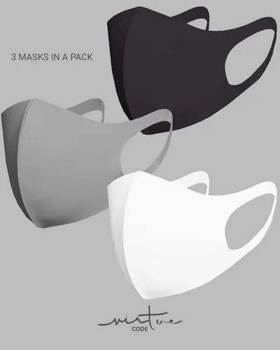 Vista 3 de VIRTUE CODE Grayscale Cloth Face Mask for Adults Pack 3 Loungewear Masks Washable Fabric Face Mask Reusable