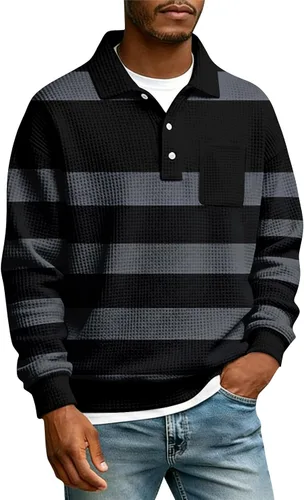 Vista 19 de Camisas de manga larga con botones a cuadros para hombre, con cuello de manga larga, estilo casual, elegante, a cuadros