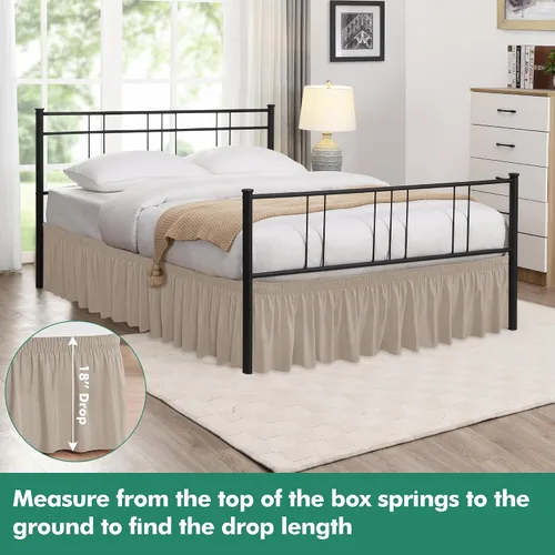 Vista 78 de Biscaynebay Faldas de cama envolventes con esquinas divididas para camas Twin/Twin XL de 15 pulgadas de caída, volantes de polvo elásticos Negro