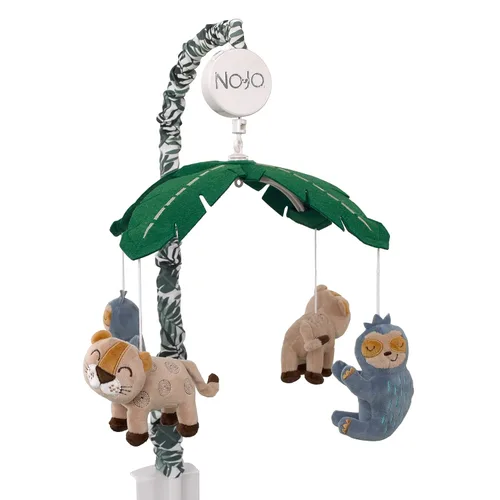 Vista 8 de NoJo Peluche elefante gris y blanco Nubes hinchadas Móvil musical