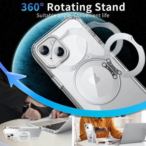 Vista 2 de Funda de privacidad para iPhone 13/iPhone 14 con soporte de 360° [protector de pantalla antiespía integrado] [compatible con MagSafe]