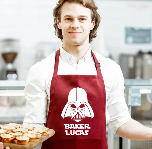 Vista 2 de Delantal personalizado para hombres, regalos de Star Wars, delantal de chef, regalo de parrilla para él, aniversario, Navidad, regalo del día