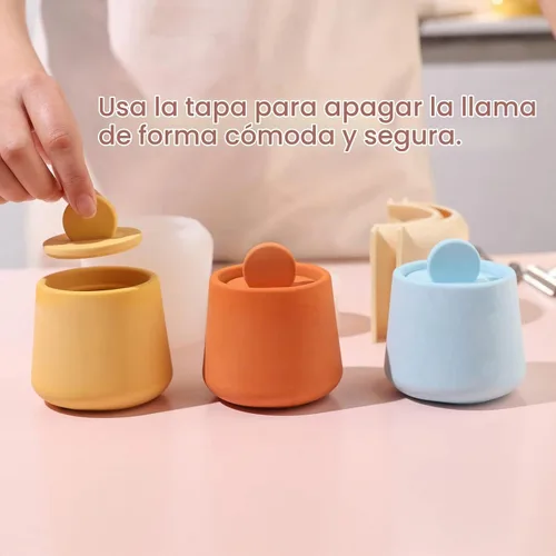 Vista 6 de BOOWAN NICOLE Tarros de velas Moldes de hormigón, moldes de silicona trapezoidales para olla de vela con tapas para decoración del hogar (SH0974-1)