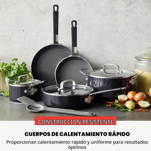 Vista 5 de GreenPan x Bobby Flay - Juego de ollas y sartenes antiadherentes de 10 piezas, cerámica de diamante sin PFAS, apto para inducción, fácil de limpiar